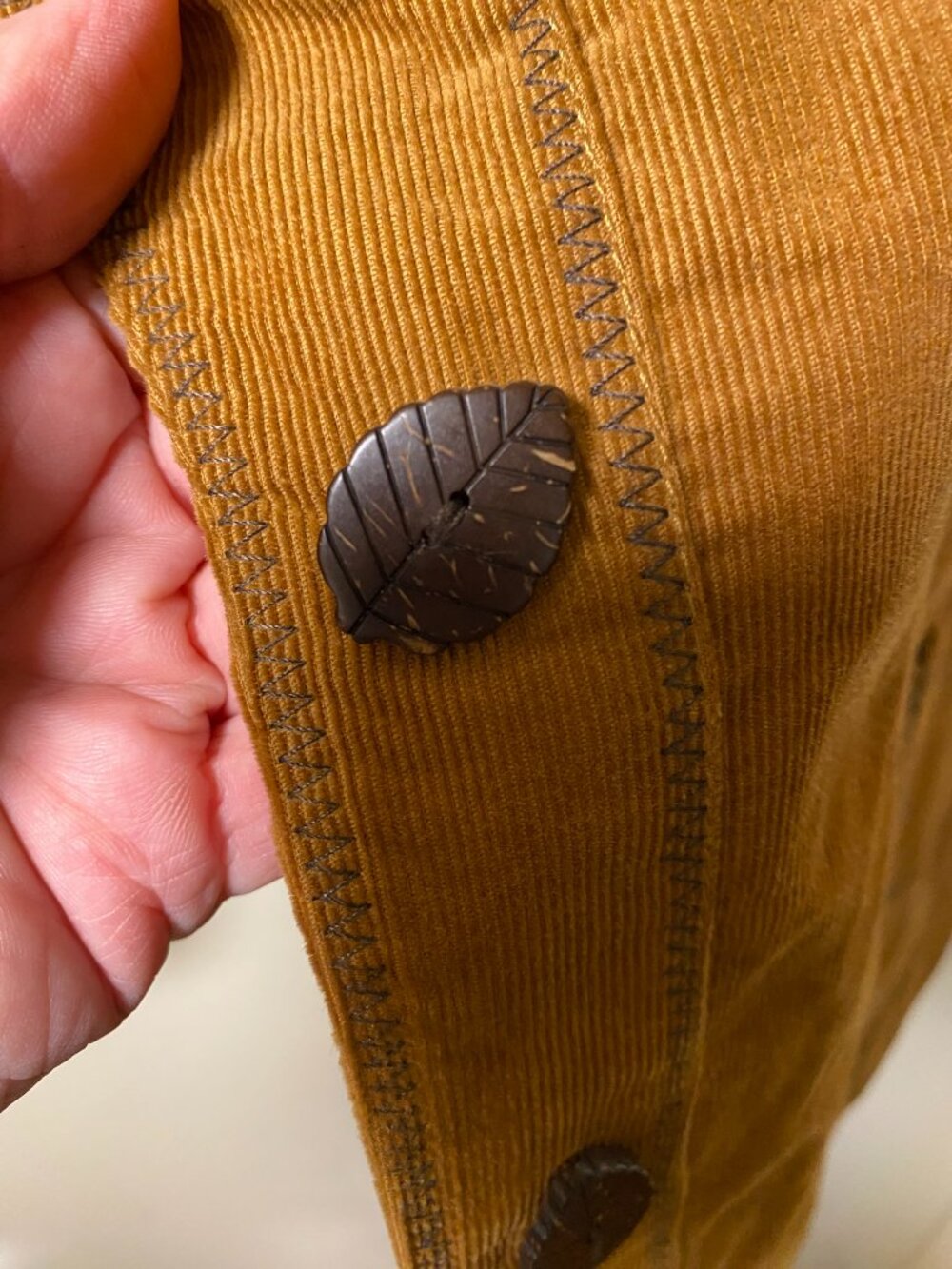 Coldwater Creek Rust Corduroy Blazer Jacket Size 4 Leaf Buttons Cotton Lined - Picture 8 of 13